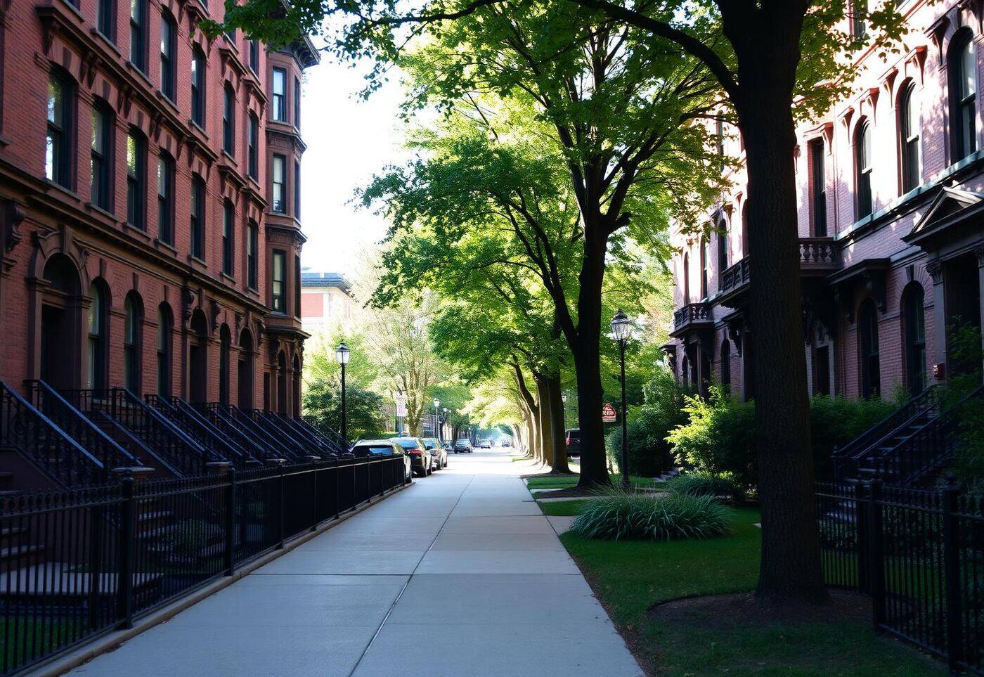 Tree-lined Chicago residential street