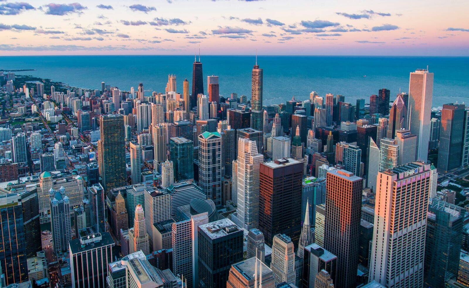 Chicago skyline at golden hour